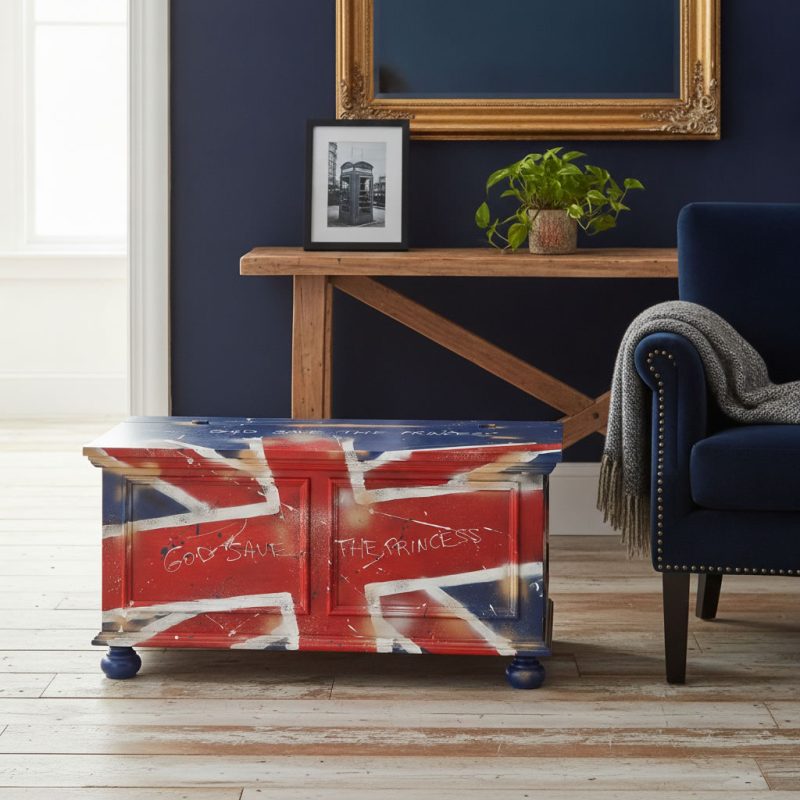 Cassapanca Union Jack con base blu di Castagnetti 1928.
