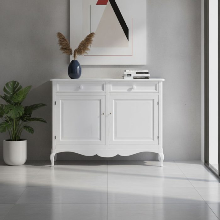 Credenza Chloe finitura bianco shabby di Castagnetti 1928.