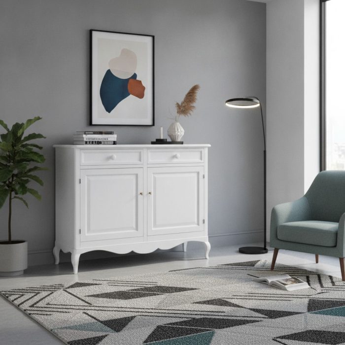 Credenza Chloe finitura bianco shabby di Castagnetti 1928.