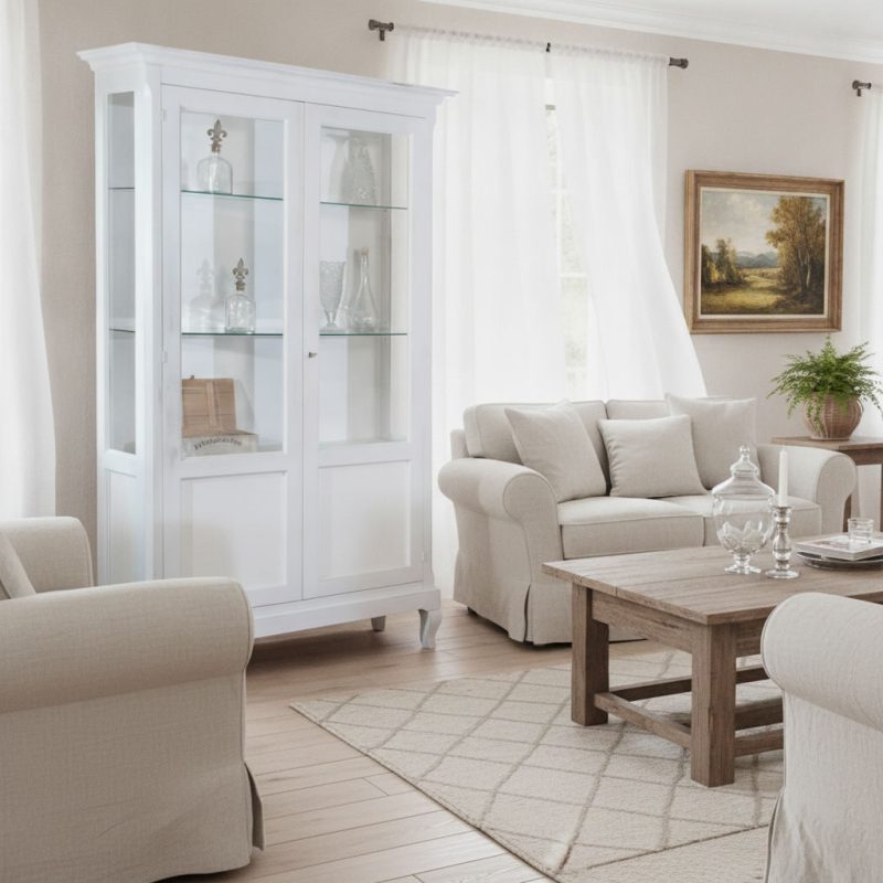 Vetrina Chloe finitura bianco shabby di Castagnetti 1928.