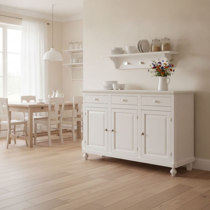 Credenza Giselle finitura bianco consumato di Castagnetti 1928.