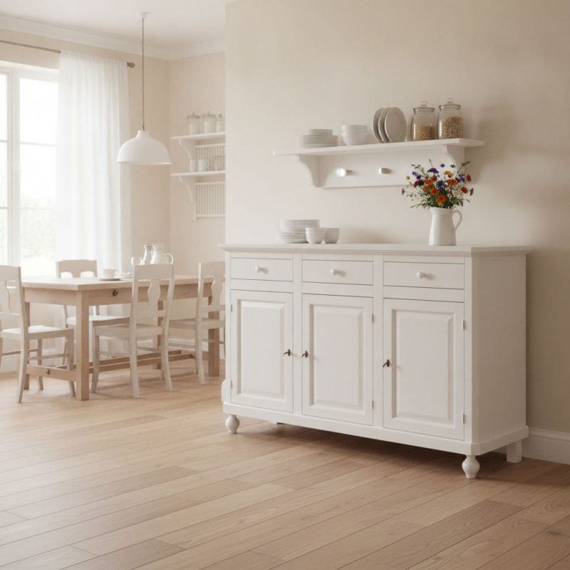 Credenza Giselle finitura bianco consumato di Castagnetti 1928.