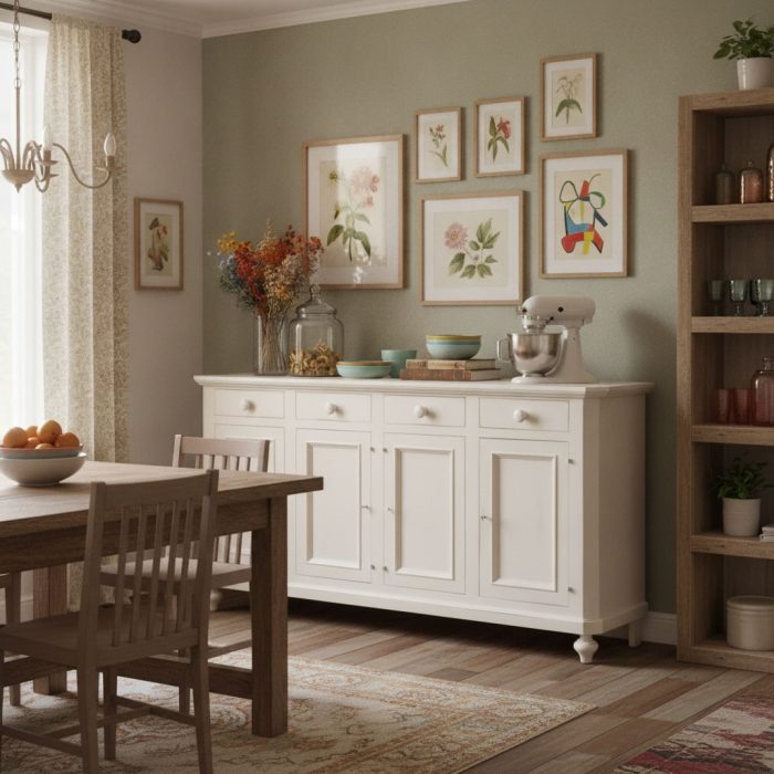 Credenza Giselle finitura bianco consumato di Castagnetti 1928.