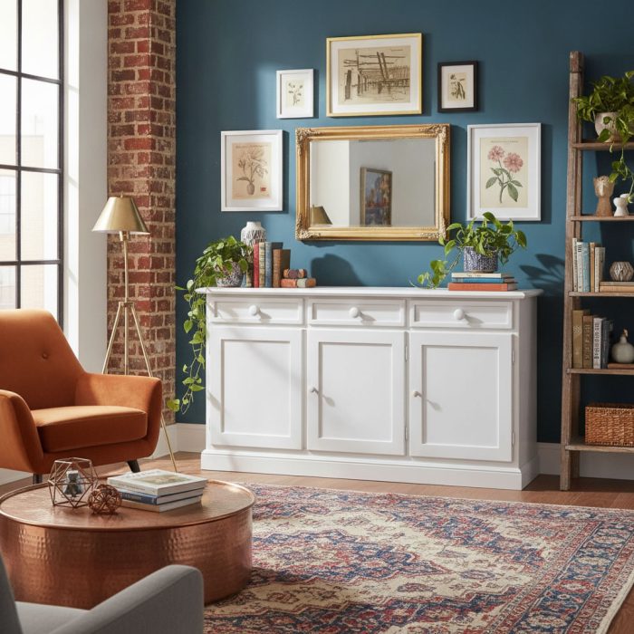 Credenza Yvette finitura bianco consumato di Castagnetti 1928.