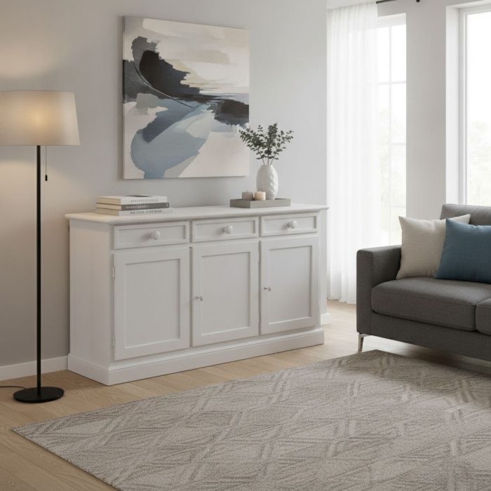 Credenza Yvette finitura bianco consumato di Castagnetti 1928.