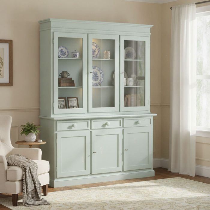 Vetrina Yvette finitura verde consumato di Castagnetti 1928.