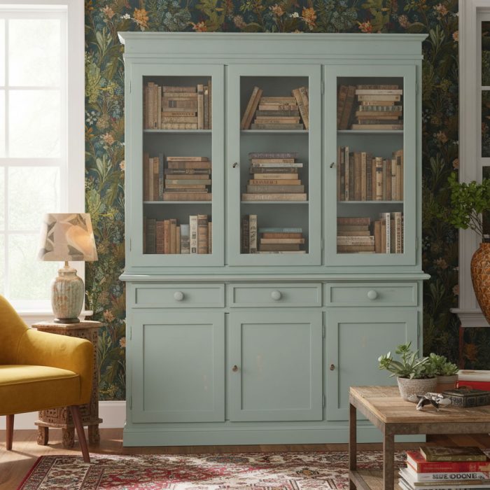 Vetrina Yvette finitura verde consumato di Castagnetti 1928.
