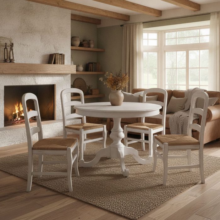 Tavolo Giselle finitura bianco consumato di Castagnetti 1928.