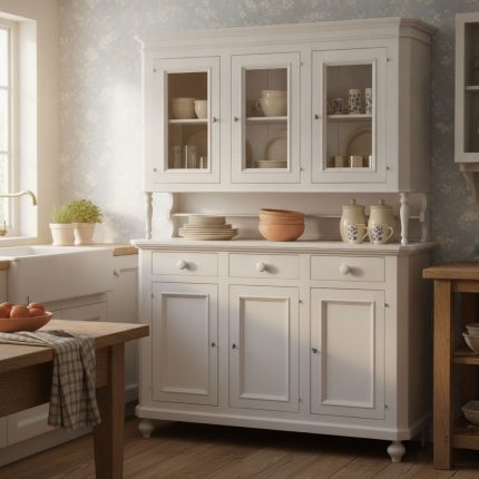 Vetrina Corinne finitura bianco consumato di Castagnetti 1928.