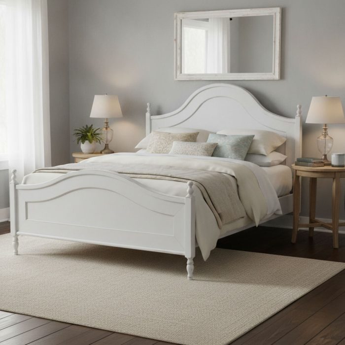Letto matrimoniale Nadine finitura bianco consumato di Castagnetti 1928.
