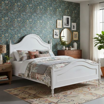 Letto matrimoniale Nadine finitura bianco consumato di Castagnetti 1928.