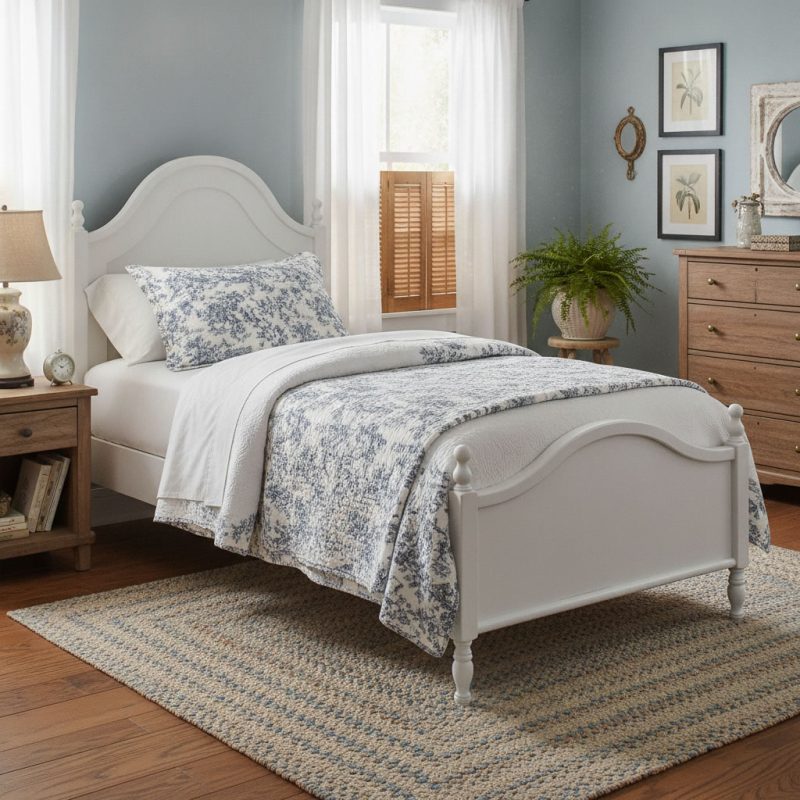 Letto singolo Nadine finitura bianco consumato di Castagnetti 1928.