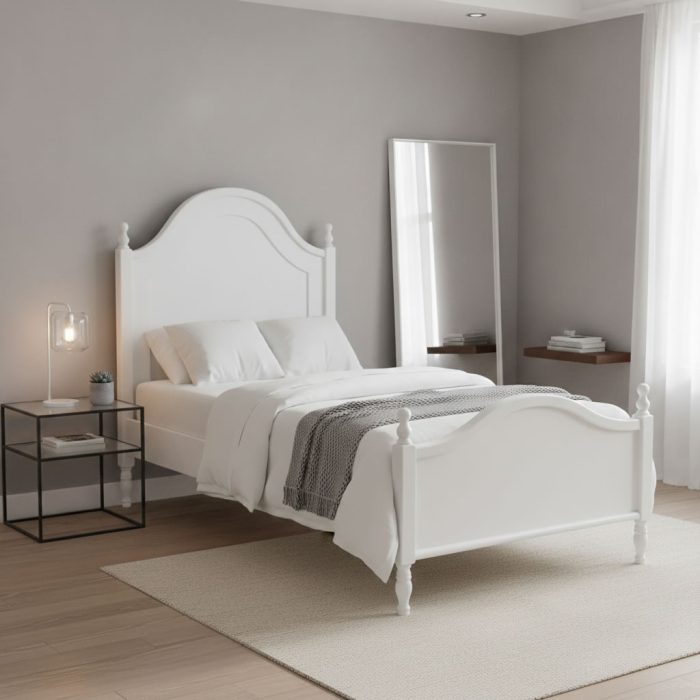 Letto singolo Nadine finitura bianco consumato di Castagnetti 1928.