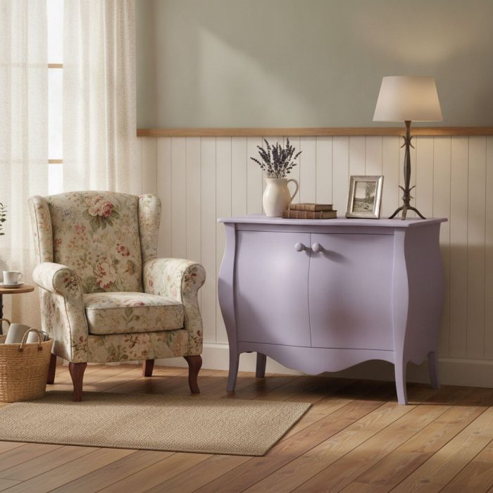 Credenza Isabeau finitura lavanda consumato di Castagnetti 1928.
