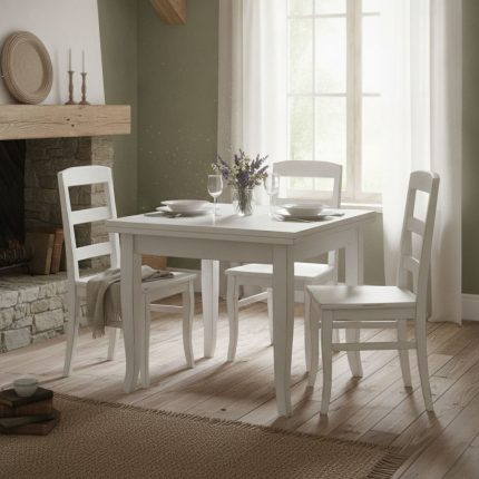 Tavolo Margot finitura bianco consumato di Castagnetti 1928.