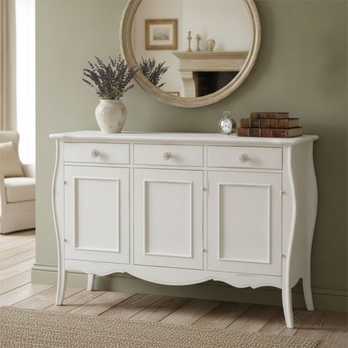 Credenza Chantal finitura bianco consumato di Castagnetti 1928.