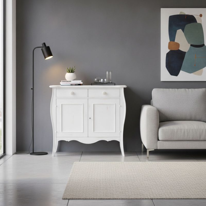 Credenza Chantal finitura bianco consumato di Castagnetti 1928.