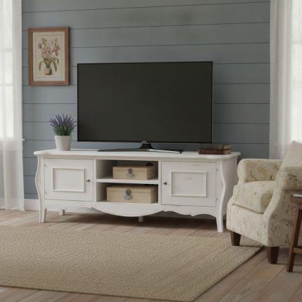 Porta TV Chantal finitura bianco consumato di Castagnetti 1928.