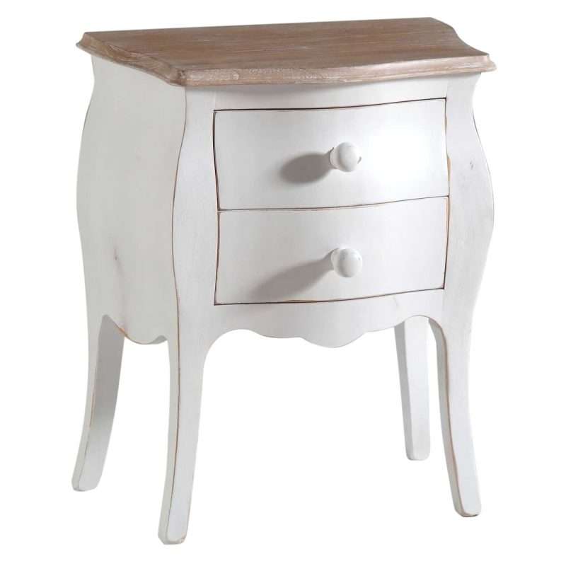 Comodino ISABEAU colore BIANCO CONSUMATO e top decapé