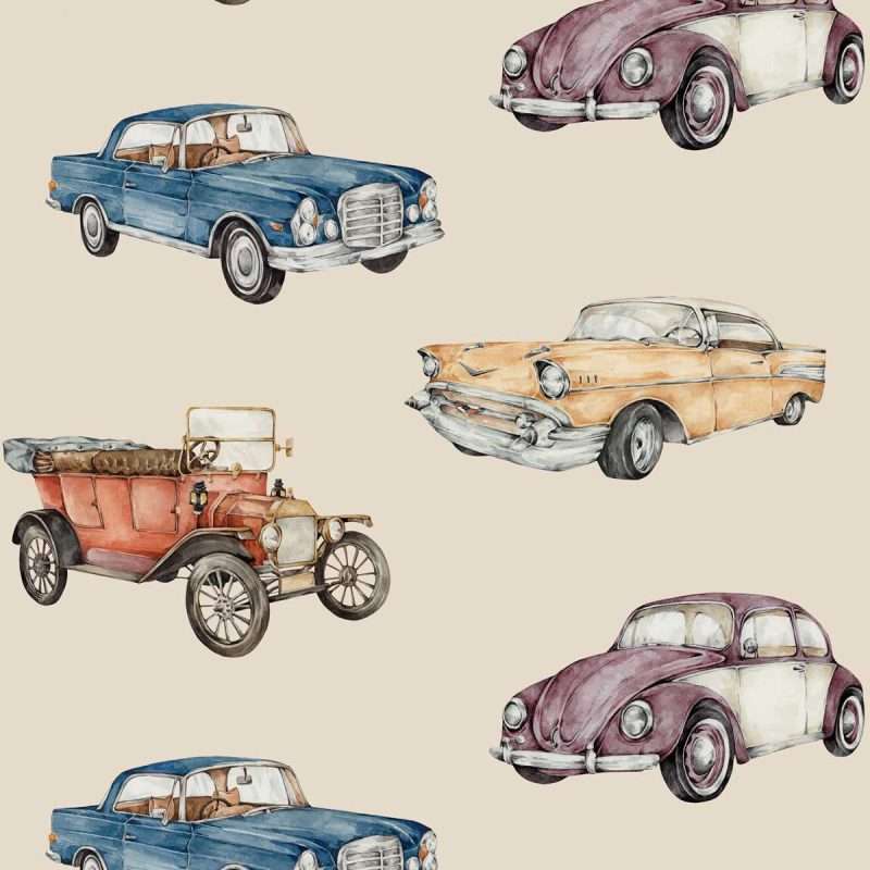 Carta da parati AUTO D'EPOCA BEIGE