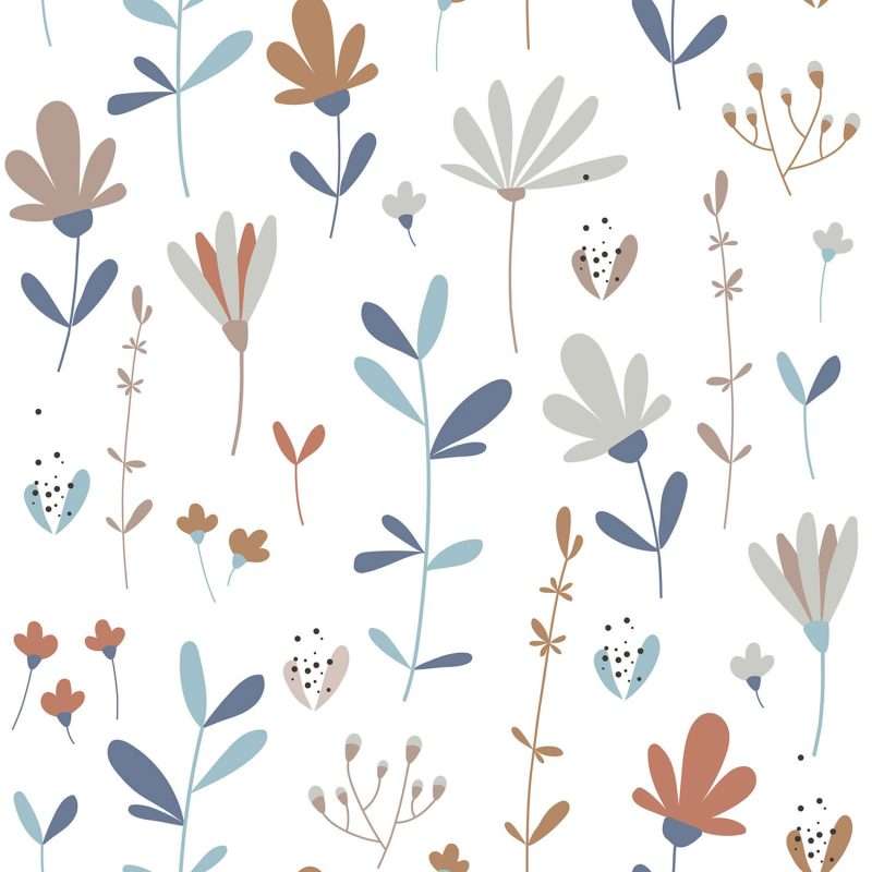Carta da parati FIORI SCANDINAVI BIANCO
