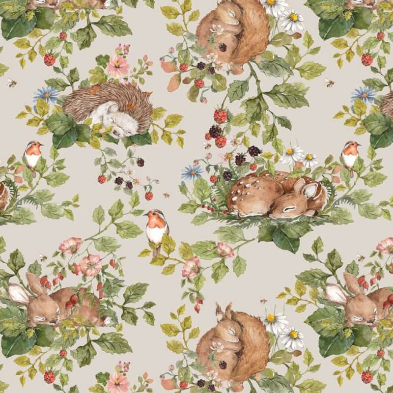 Carta da parati LITTLE SLEEPY ANIMALS LIGHT