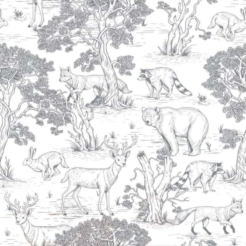 Carta da parati ANIMALS WHITE