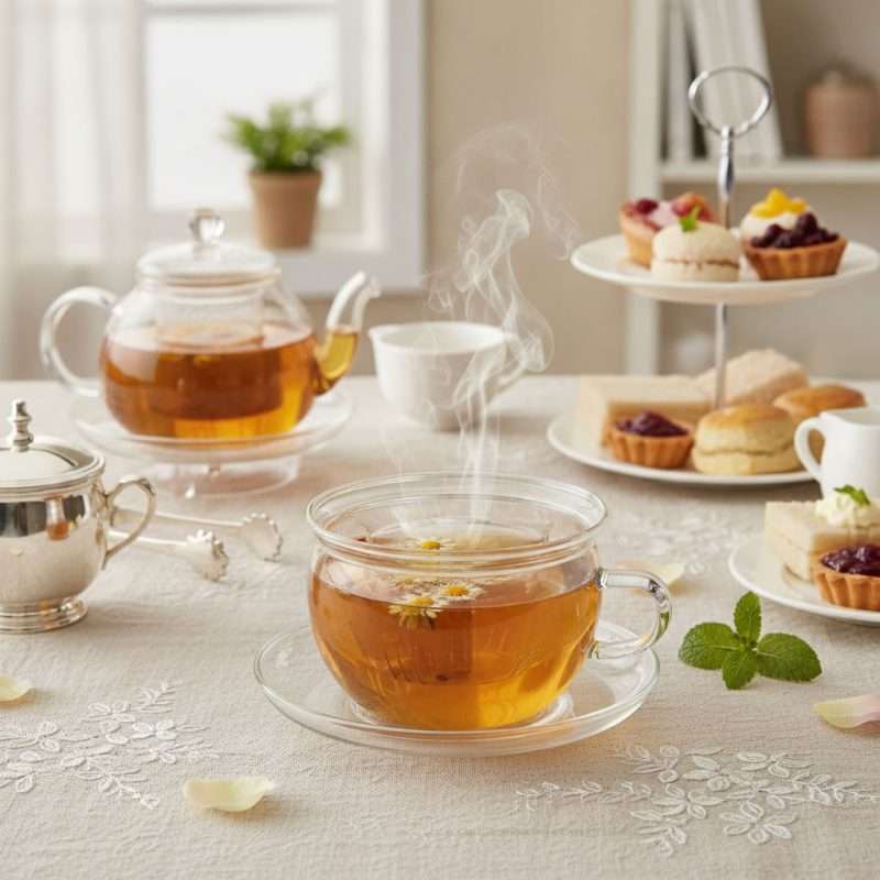 Tazza con coperchio e filtro in vetro borosilicato di Bitossi Home.