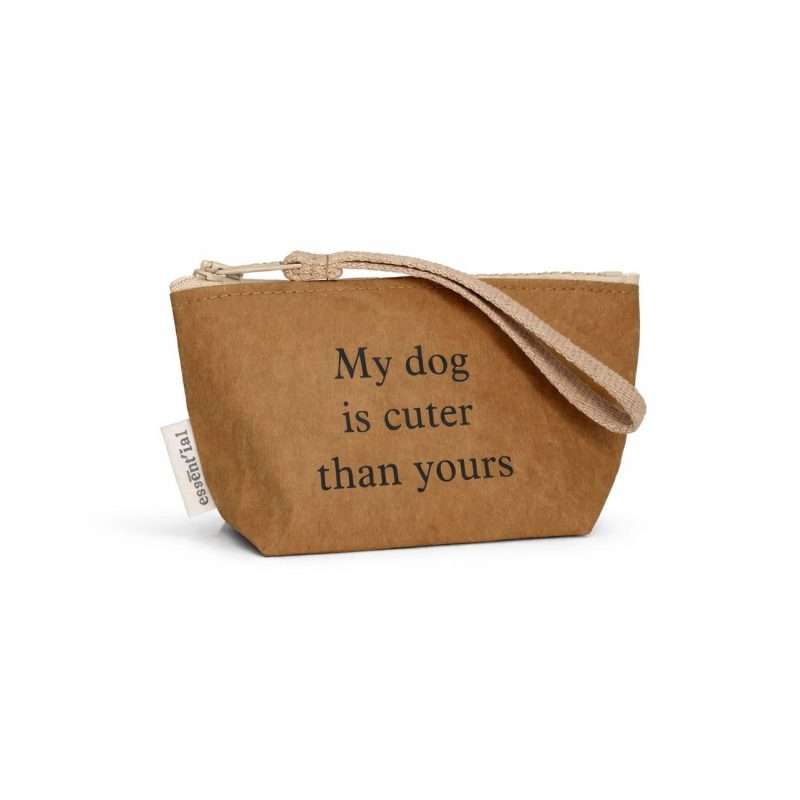Pochette Size S "My dog is cuter" colore avana di Essent'ial.