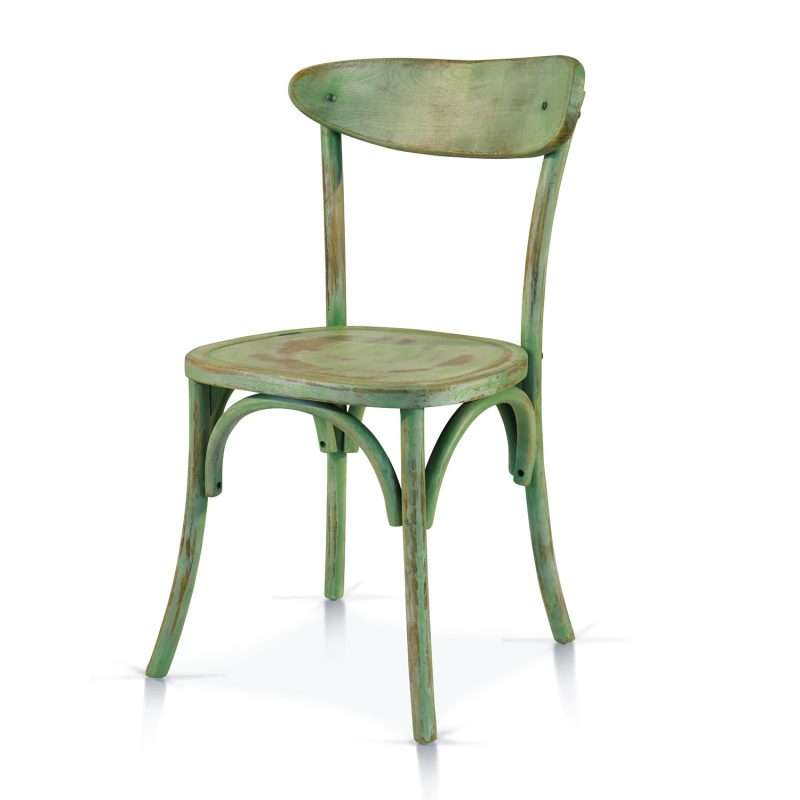 Sedia Zerb di Castagnetti 1928 finitura verde shabby.