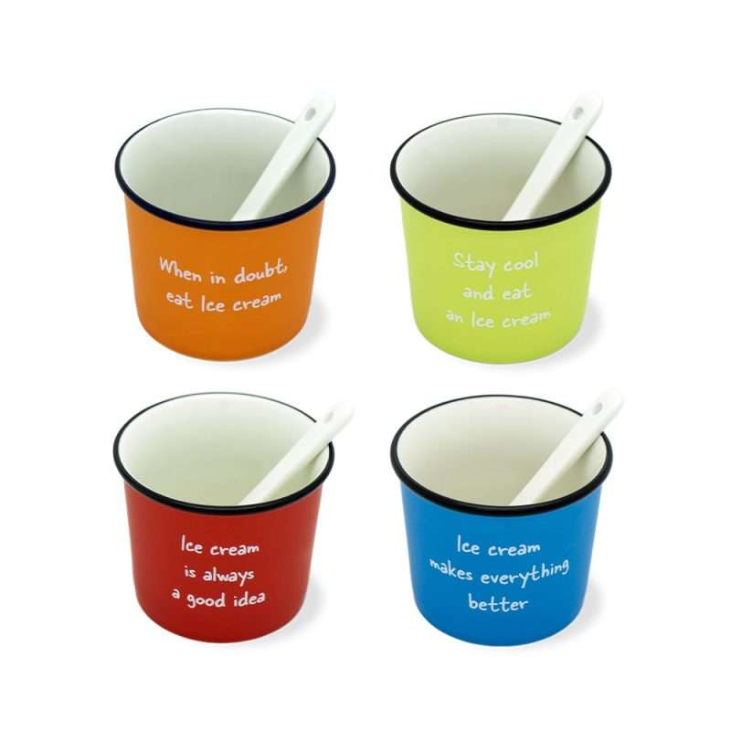 Set 4 coppette gelato colorate con aforismi di WE Lifestyle.
