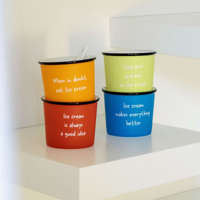 Set 4 coppette gelato colorate con aforismi di WE Lifestyle.