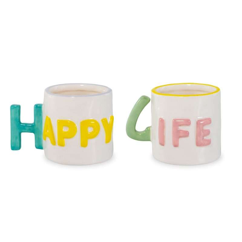 Set 2 tazzine da caffè Happy Life di WD Lifestyle.