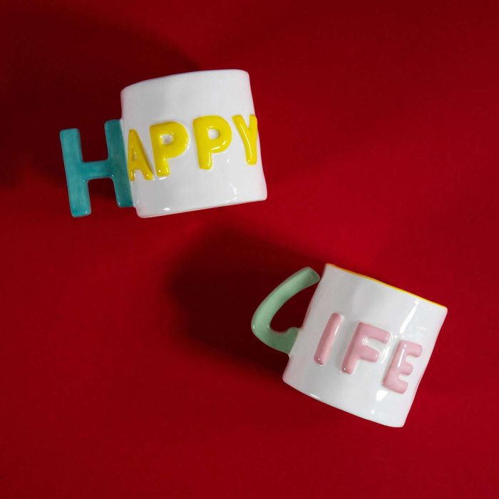 Set 2 tazzine da caffè Happy Life di WD Lifestyle.