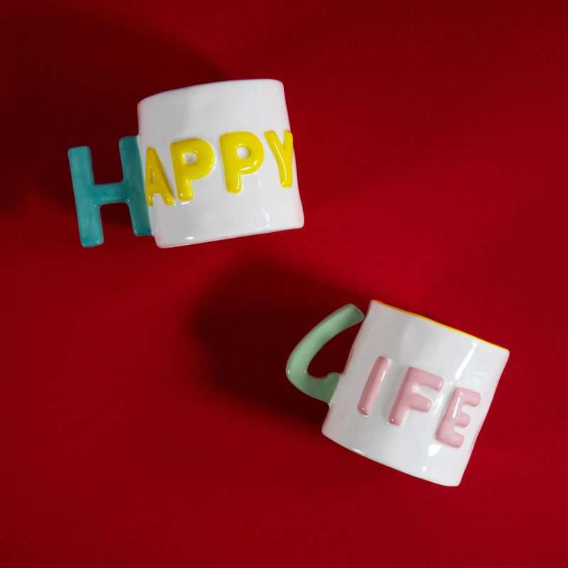 Set 2 tazzine da caffè Happy Life di WD Lifestyle.